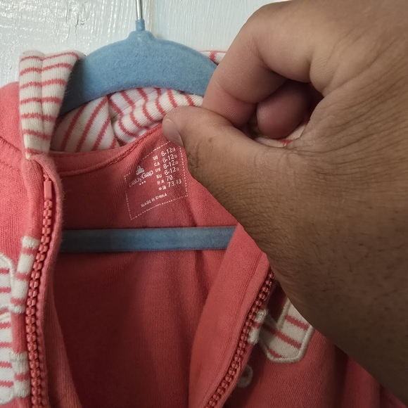 Baby Gap Salmon and White Zip up Hoodie Size 6-12M - Picture 3 of 3